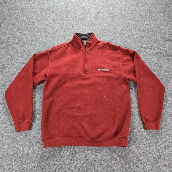 Columbia Sweater Mens Medium Red‎ 1/4 Zip Pullover Outdoors Casual - Picture 1 of 9